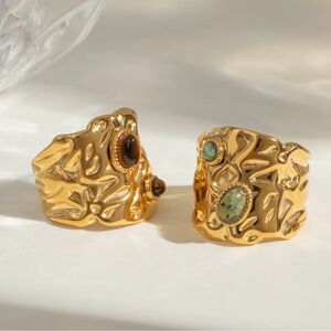 Chunky Gold Ring with Gemstones